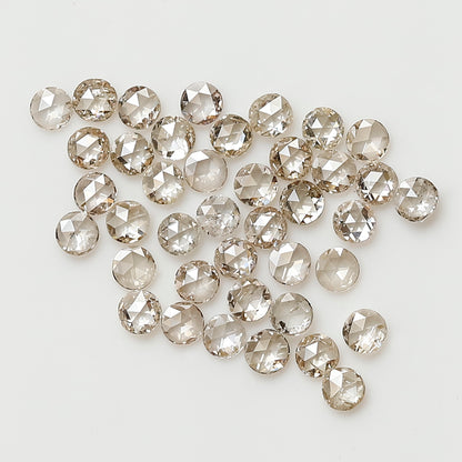 0.82 CT Round Rose cut Natural Diamond Lot, 40Pcs Champagne color Loose Diamonds For Making Ring and Jewelry