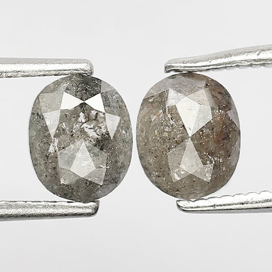 1.24 CT Oval Shape Charming Grey Black Salt and Pepper Diamond Ideal For Making Beautiful Stud Earrings