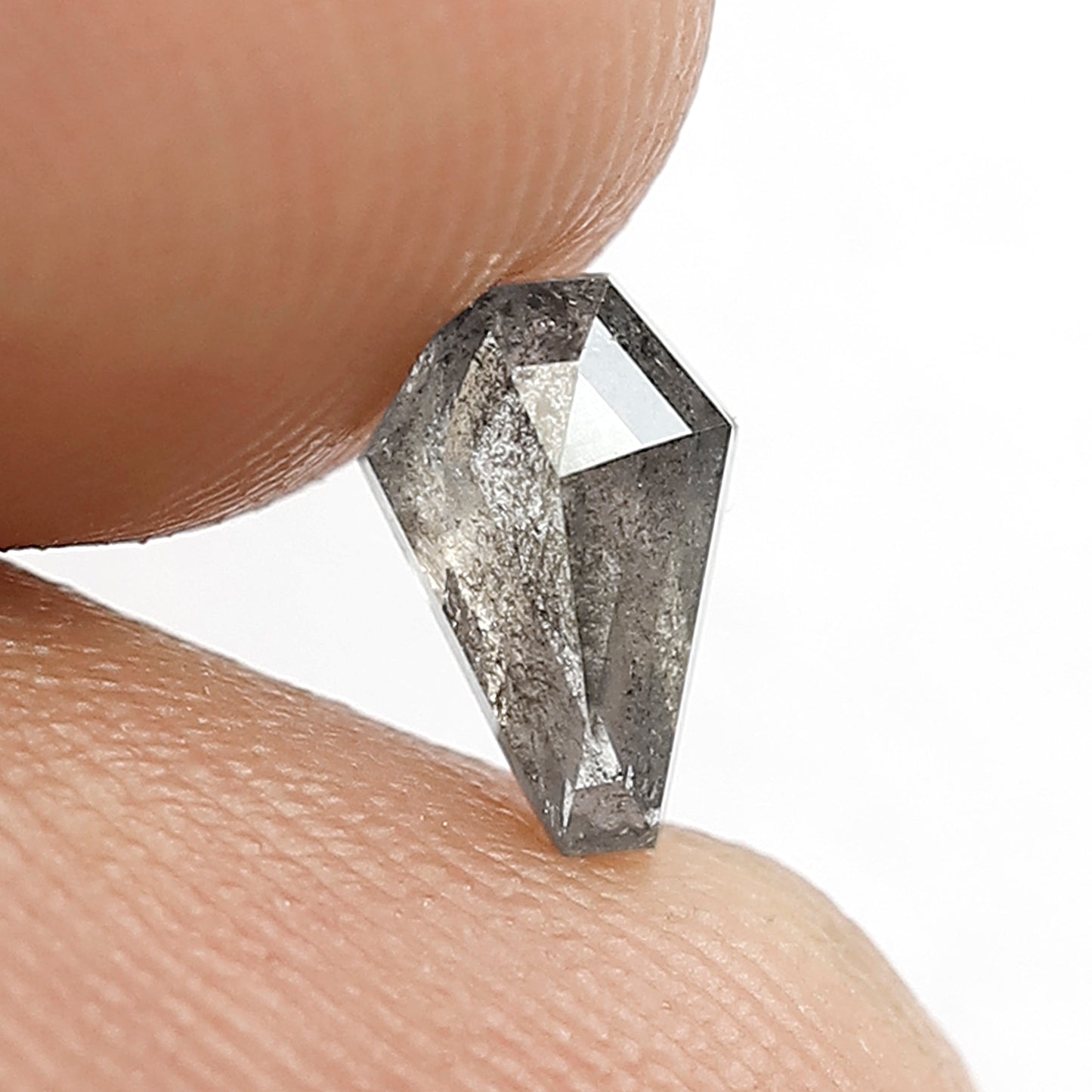 0.64 CT Geometric cut Diamond, Natural Gray Black Salt and Pepper Diamond, Conflict Free Loose Stone for Custom Jewelry