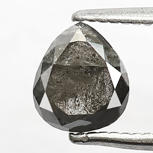 0.97 CT Pear Shape Salt and Pepper Diamond, Natural Gray Black Loose Diamond, Earth Mined Diamond for Mother's Day Gift