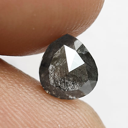 0.97 CT Pear Shape Salt and Pepper Diamond, Natural Gray Black Loose Diamond, Earth Mined Diamond for Mother's Day Gift