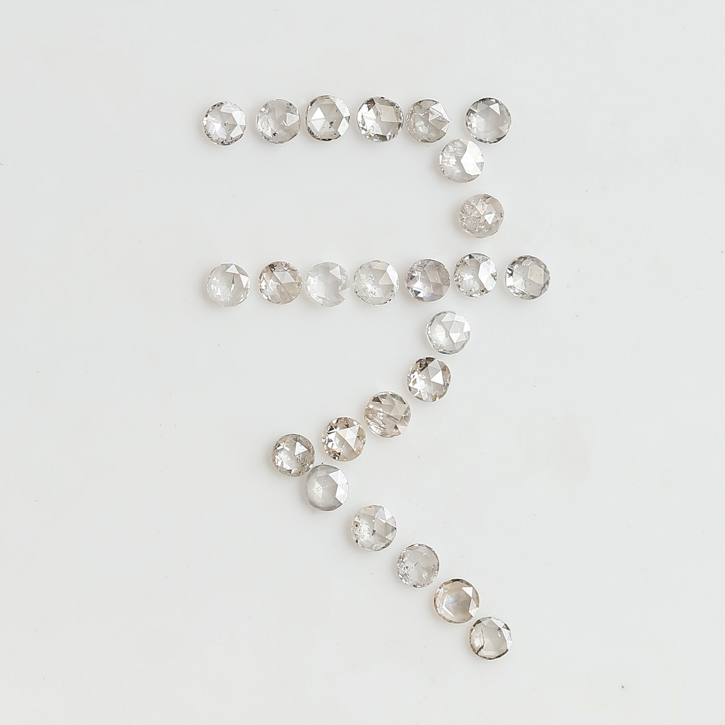 0.45 Ct Round Rose Cut Diamond Lot, 25 Pcs Top Light Color VS-SI Natural Loose Diamonds for Jewelry