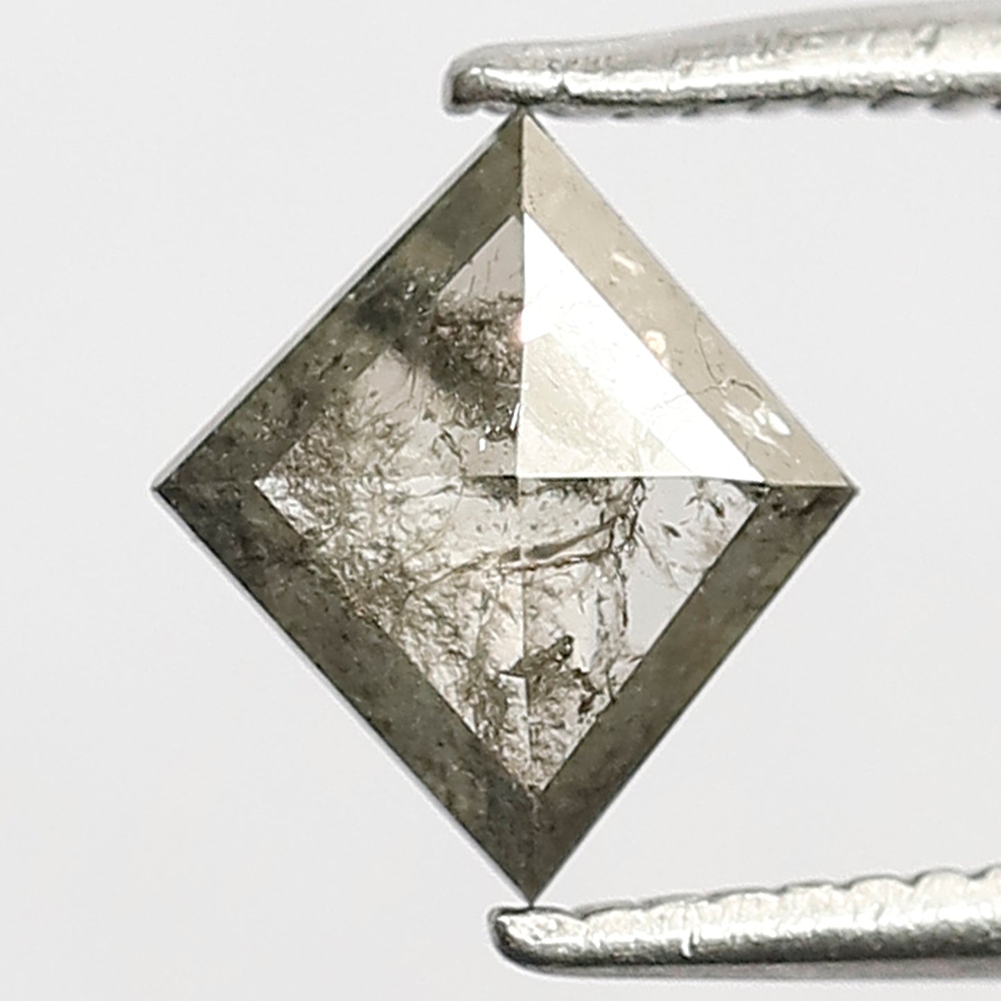 0.64 CT Conflict Free Natural Kite Shape Diamond, 7.60 x 6.70 mm Translucent Greenish Salt and Pepper Diamond