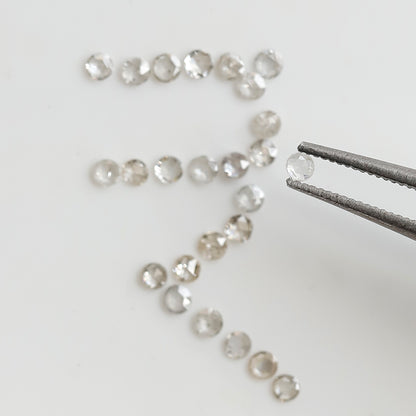 0.45 Ct Round Rose Cut Diamond Lot, 25 Pcs Top Light Color VS-SI Natural Loose Diamonds for Jewelry