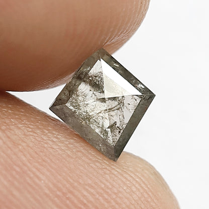 0.64 CT Conflict Free Natural Kite Shape Diamond, 7.60 x 6.70 mm Translucent Greenish Salt and Pepper Diamond