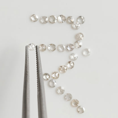 0.45 Ct Round Rose Cut Diamond Lot, 25 Pcs Top Light Color VS-SI Natural Loose Diamonds for Jewelry