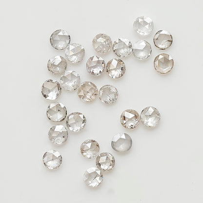 0.45 Ct Round Rose Cut Diamond Lot, 25 Pcs Top Light Color VS-SI Natural Loose Diamonds for Jewelry