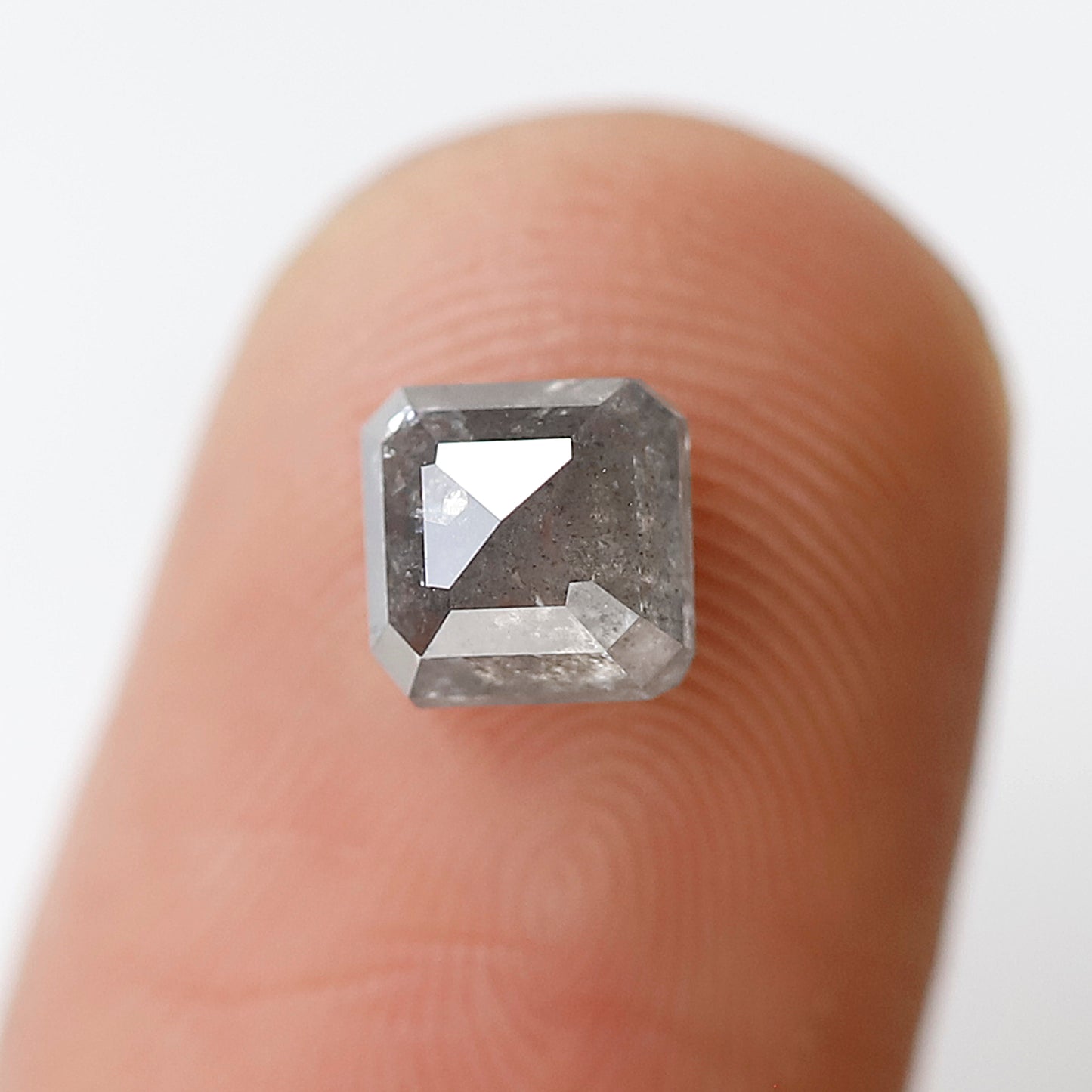 Geometric cut 1.23 Ct Salt and Pepper Diamond, Natural Gray Black Ethical Loose Stone for Custom Ring