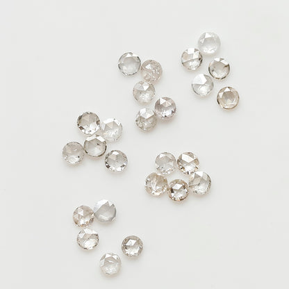 0.45 Ct Round Rose Cut Diamond Lot, 25 Pcs Top Light Color VS-SI Natural Loose Diamonds for Jewelry
