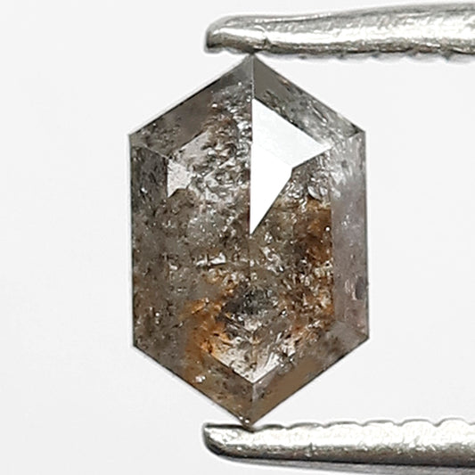 0.70 CT Hexagon Salt and Pepper Loose Diamond, 6.50 mm Natural Gray Black Earth Mined Diamond For Engagement Ring