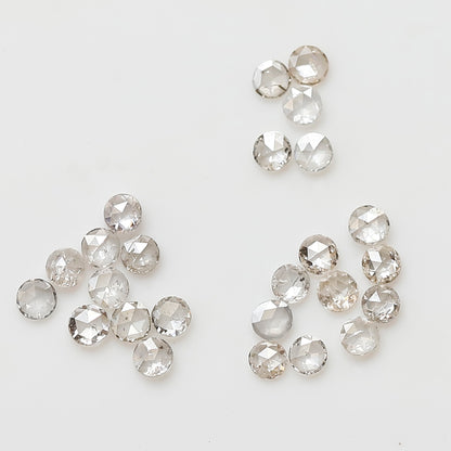 0.45 Ct Round Rose Cut Diamond Lot, 25 Pcs Top Light Color VS-SI Natural Loose Diamonds for Jewelry