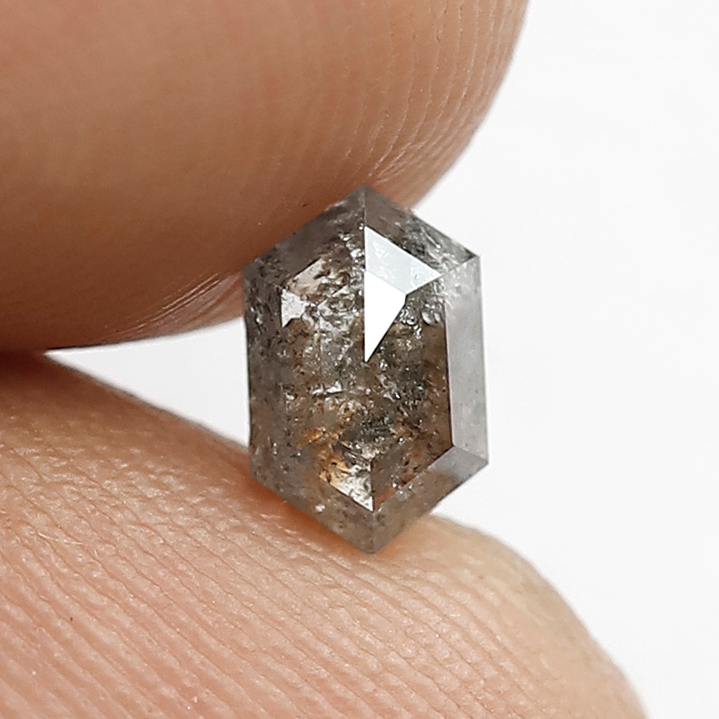 0.70 CT Hexagon Salt and Pepper Loose Diamond, 6.50 mm Natural Gray Black Earth Mined Diamond For Engagement Ring