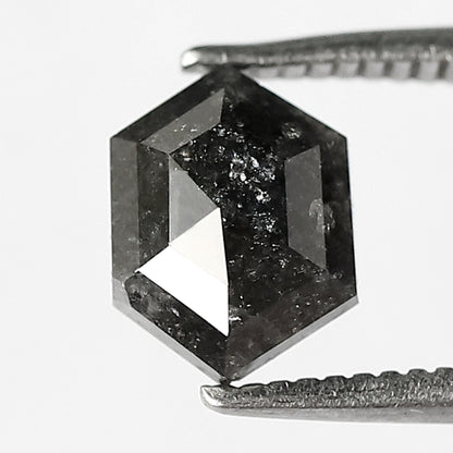 1.25 CT 7 mm Hexagon Shape Salt and Pepper Diamond Black Grey color  For Pendant