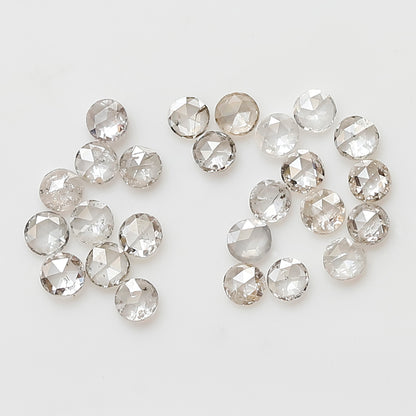 0.45 Ct Round Rose Cut Diamond Lot, 25 Pcs Top Light Color VS-SI Natural Loose Diamonds for Jewelry