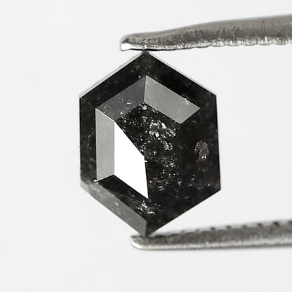 1.25 CT 7 mm Hexagon Shape Salt and Pepper Diamond Black Grey color  For Pendant