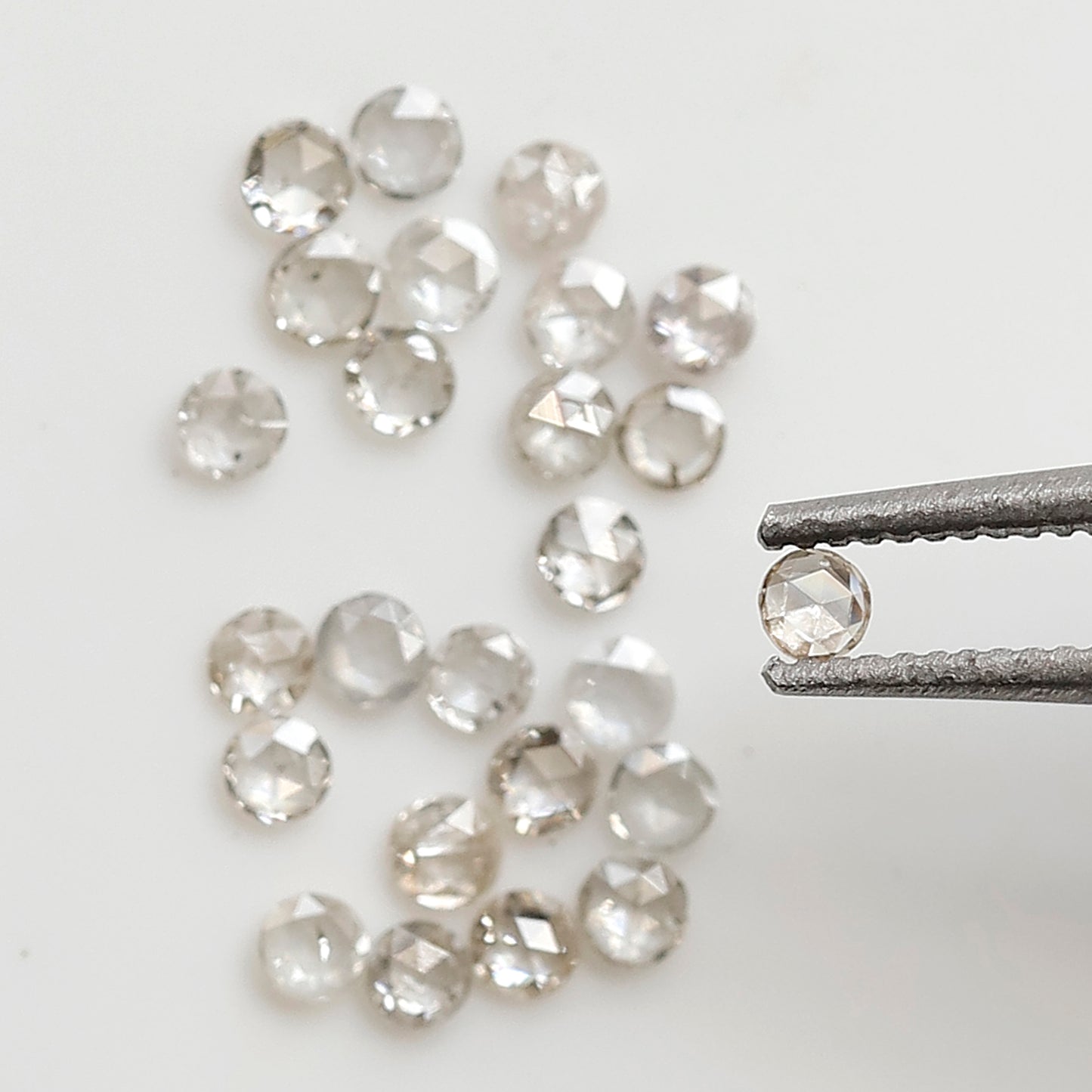 0.45 Ct Round Rose Cut Diamond Lot, 25 Pcs Top Light Color VS-SI Natural Loose Diamonds for Jewelry