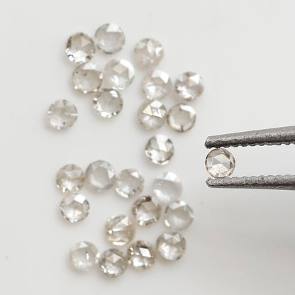 0.45 Ct Round Rose Cut Diamond Lot, 25 Pcs Top Light Color VS-SI Natural Loose Diamonds for Jewelry