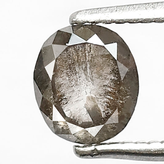 0.87 CT Gray Black Oval Cut Diamond, Natural Salt and Pepper Loose Diamond, Ethical Conflict Free Stone for Jewelry Making