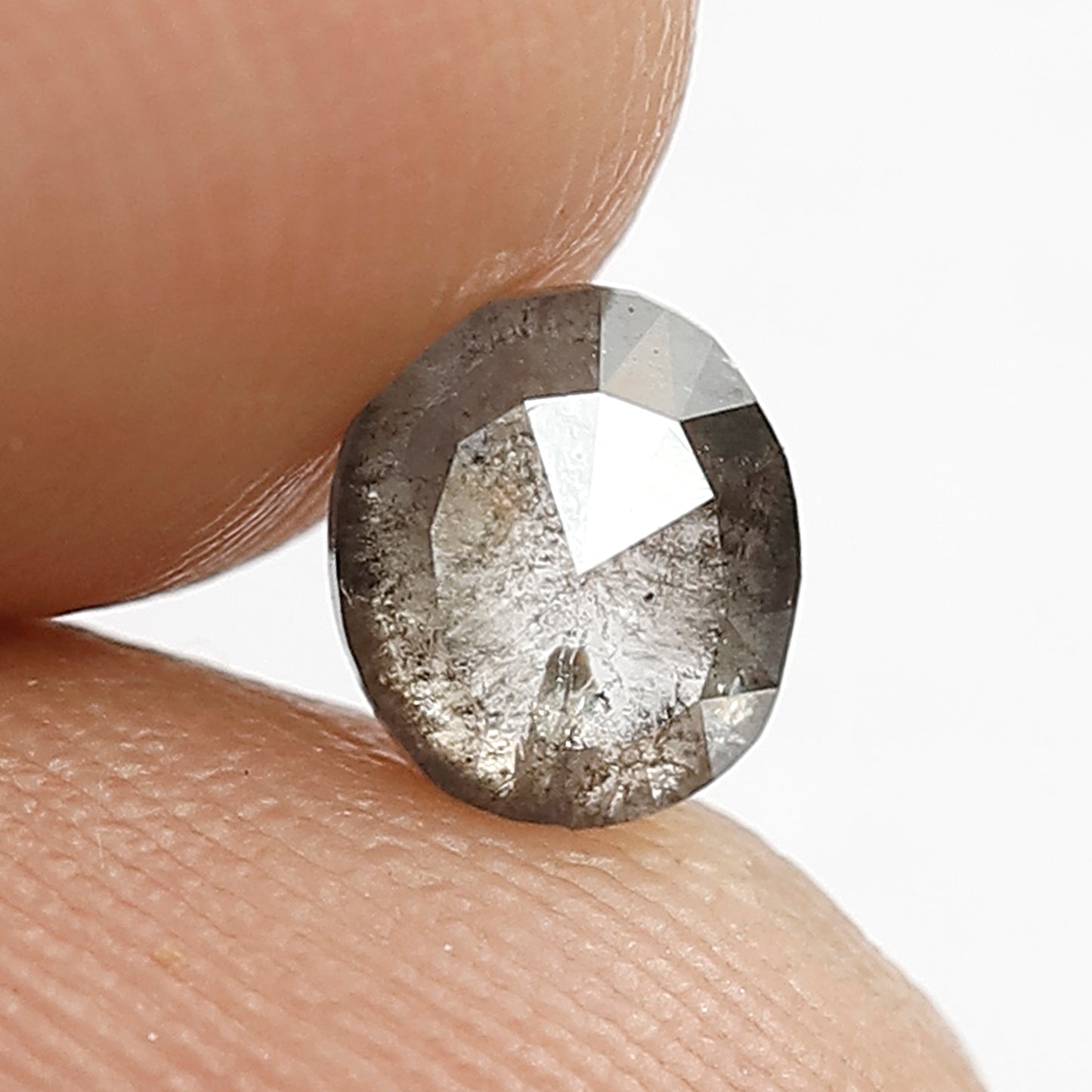 0.87 CT Gray Black Oval Cut Diamond, Natural Salt and Pepper Loose Diamond, Ethical Conflict Free Stone for Jewelry Making