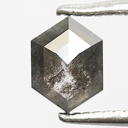 0.70 CT Hexagon Cut Salt and Pepper Loose Diamond, 6.00 mm Natural Gray Black Ethical Diamond For Wedding Ring