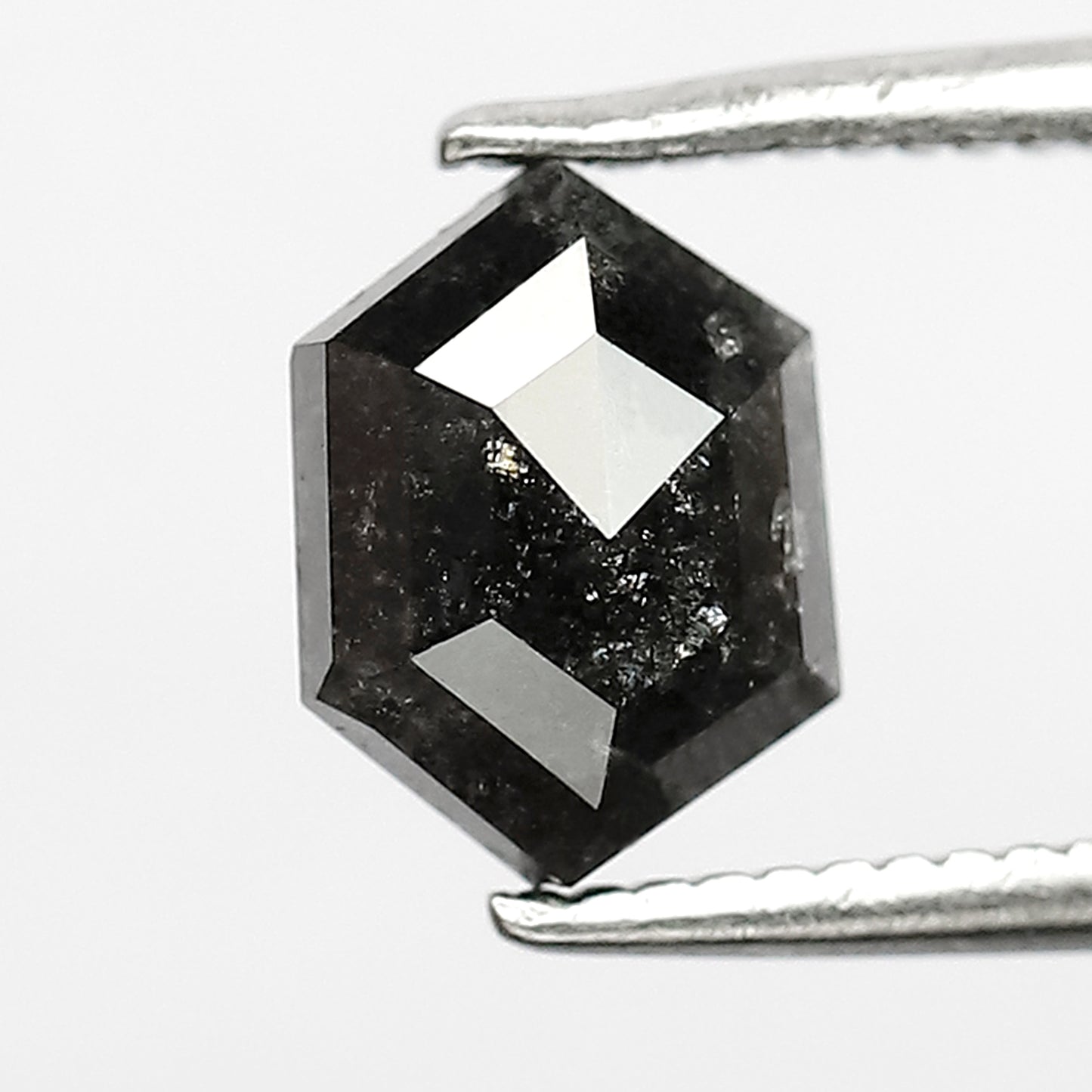 1.25 CT 7 mm Hexagon Shape Salt and Pepper Diamond Black Grey color  For Pendant