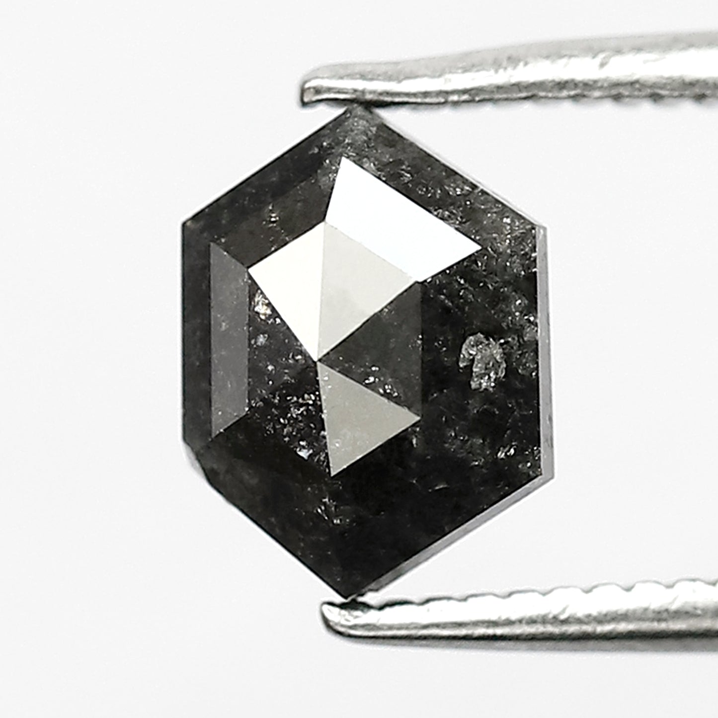 1.25 CT 7 mm Hexagon Shape Salt and Pepper Diamond Black Grey color  For Pendant