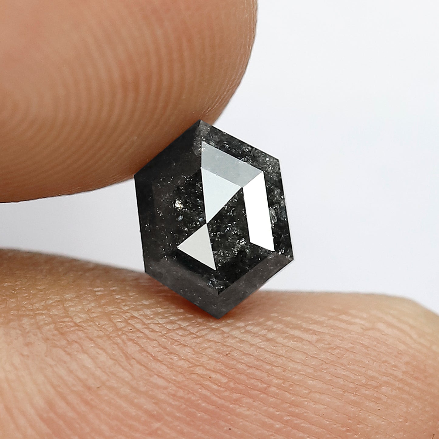 1.25 CT 7 mm Hexagon Shape Salt and Pepper Diamond Black Grey color  For Pendant