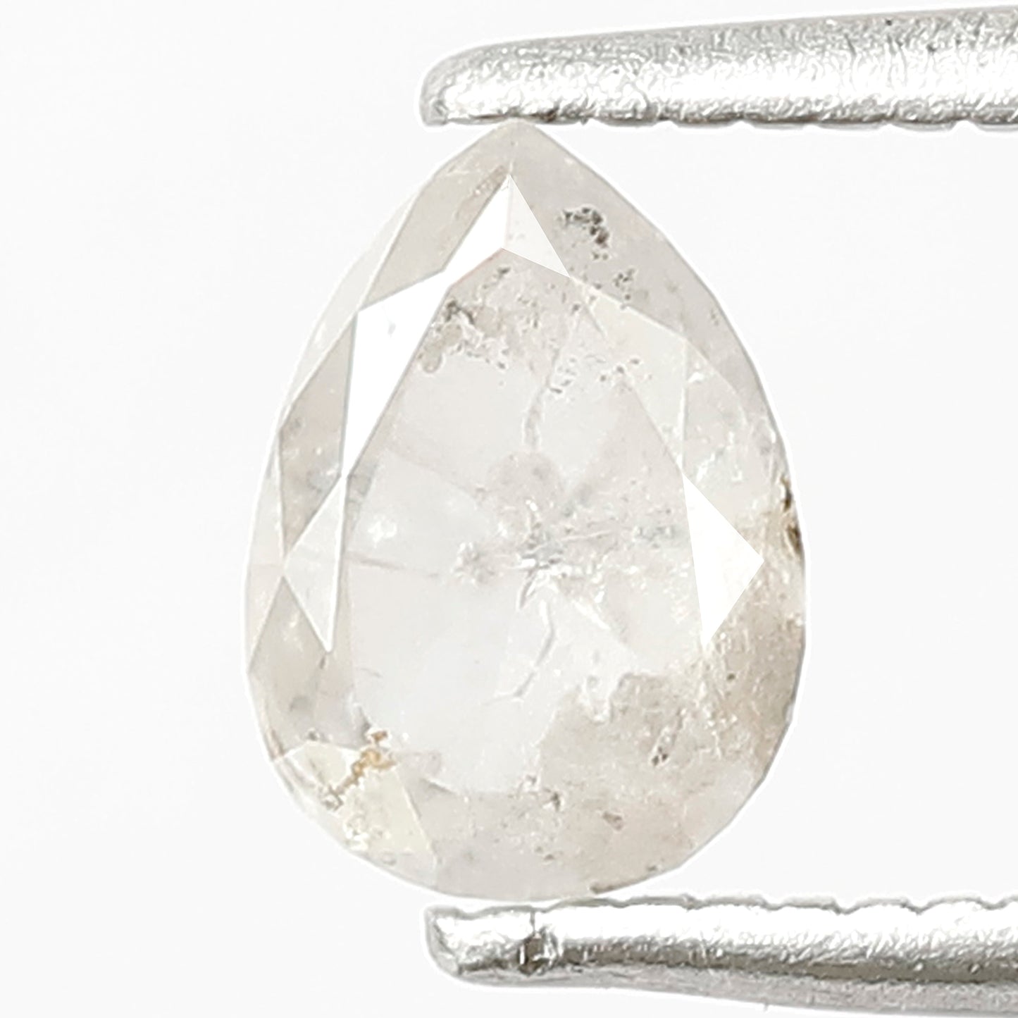 0.70 CT Pear Shape Salt and Pepper Diamond, Natural Misty White Translucent Loose Conflict Free Diamond For Wedding Jewelry