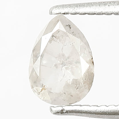 0.70 CT Pear Shape Salt and Pepper Diamond, Natural Misty White Translucent Loose Conflict Free Diamond For Wedding Jewelry