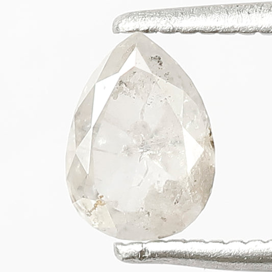 0.70 CT Pear Shape Salt and Pepper Diamond, Natural Misty White Translucent Loose Conflict Free Diamond For Wedding Jewelry