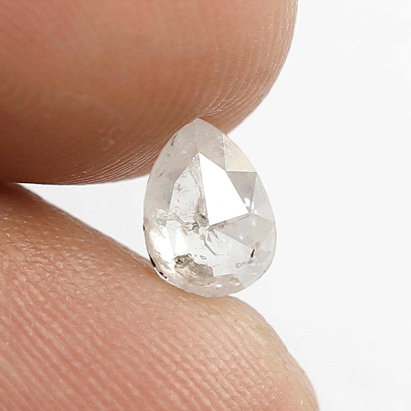0.70 CT Pear Shape Salt and Pepper Diamond, Natural Misty White Translucent Loose Conflict Free Diamond For Wedding Jewelry