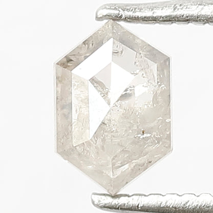 0.66 CT Misty White Hexagon Diamond, Natural Translucent Salt and Pepper Diamond, 6.60 mm Loose Diamond for Wedding Band
