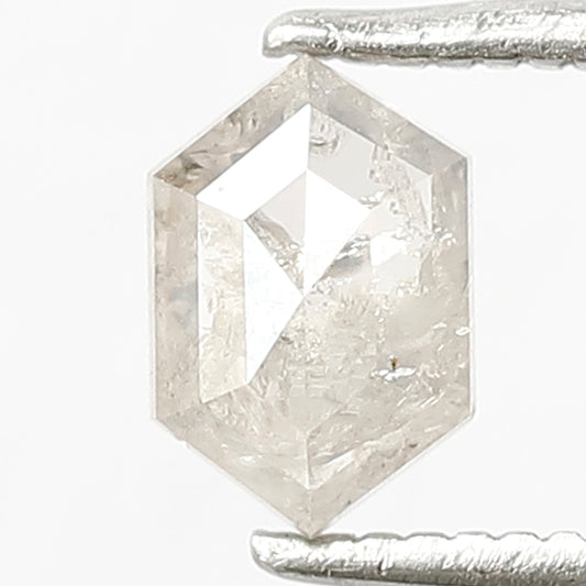 0.66 CT Misty White Hexagon Diamond, Natural Translucent Salt and Pepper Diamond, 6.60 mm Loose Diamond for Wedding Band