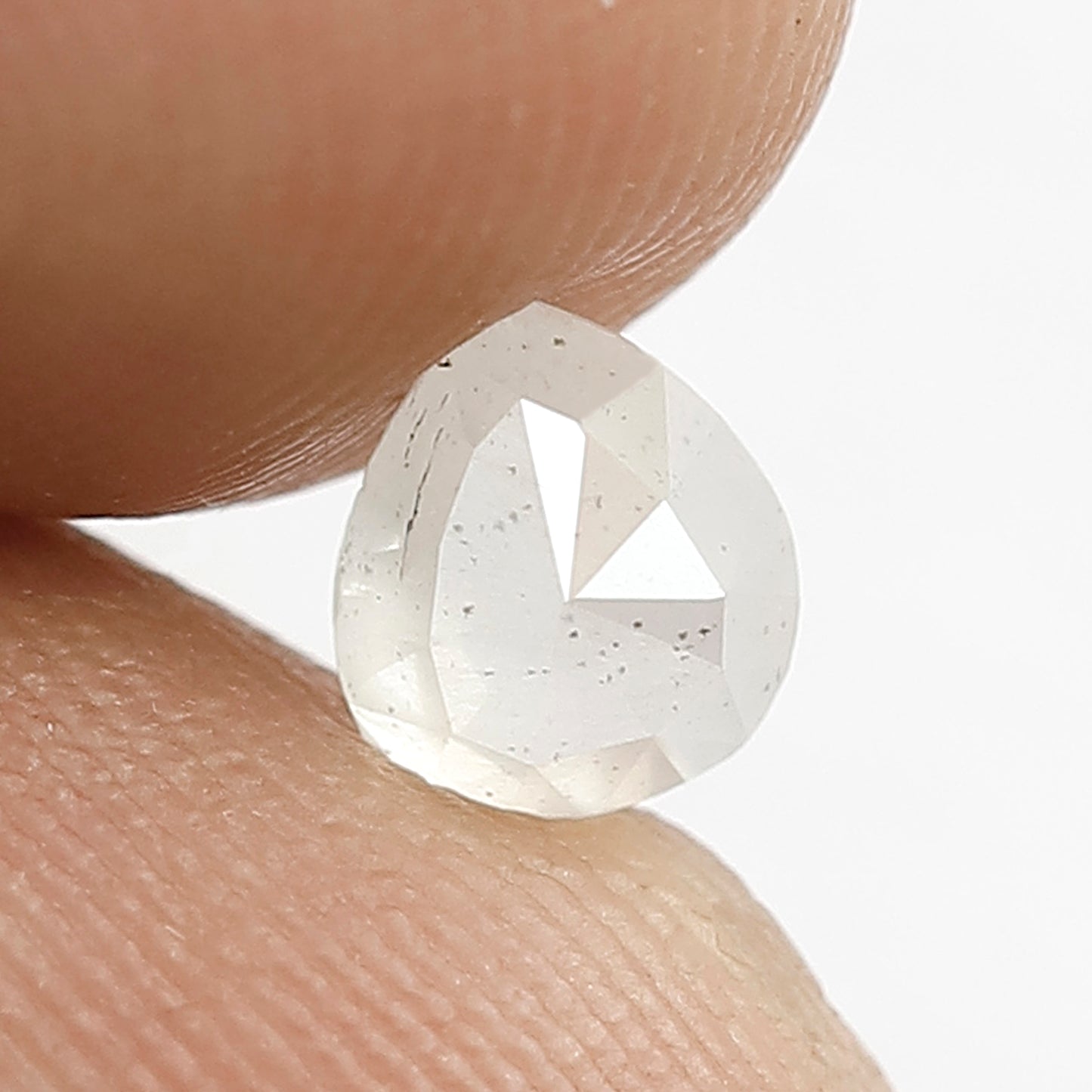 0.70 CT Pear Salt and Pepper Diamond, Natural Misty White Translucent Loose Diamond for Wedding Ring and Jewelry