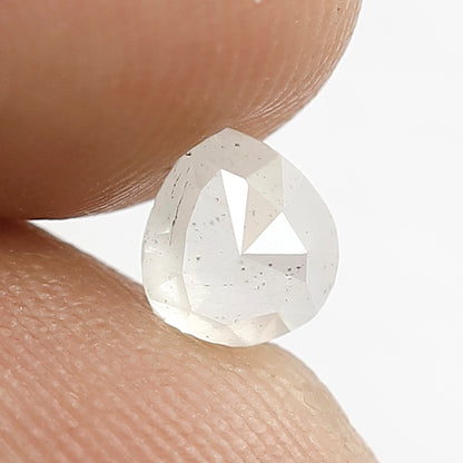 0.70 CT Pear Salt and Pepper Diamond, Natural Misty White Translucent Loose Diamond for Wedding Ring and Jewelry