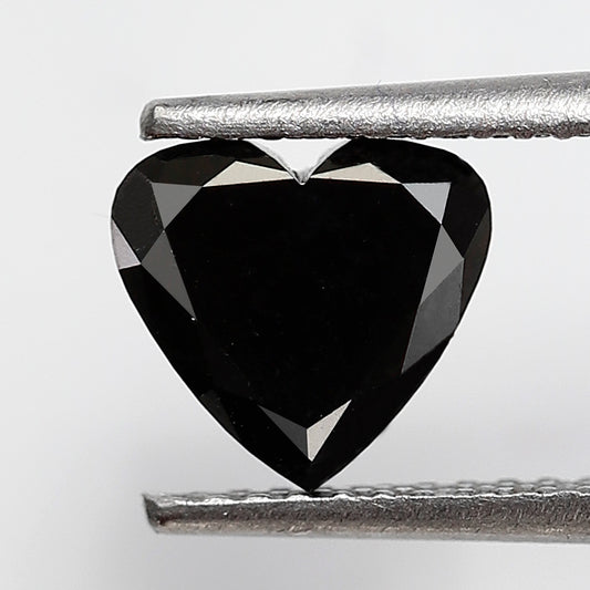 1.38 CT Heart Shape Black Diamond 7.00 MM Natural Treated Loose Diamond For Proposal Ring