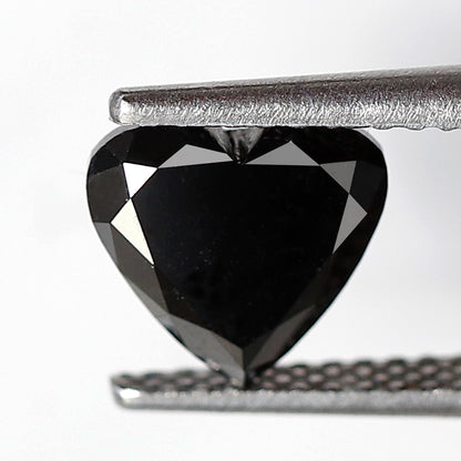 1.38 CT Heart Shape Black Diamond 7.00 MM Natural Treated Loose Diamond For Proposal Ring
