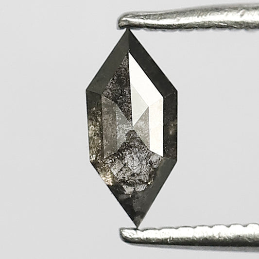 0.47 CT Elongated Hexagon Shape 7.5 x 3.5 MM Natural Splendid Grayish Black Ethically Sourced Salt and Pepper Diamond