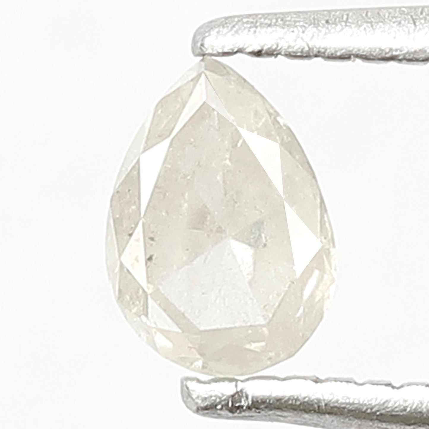 0.30 CT Pear Shape Natural Loose Diamond, 5.30 mm Translucent Misty White Salt and Pepper Diamond