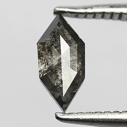 0.47 CT Elongated Hexagon Shape 7.5 x 3.5 MM Natural Splendid Grayish Black Ethically Sourced Salt and Pepper Diamond