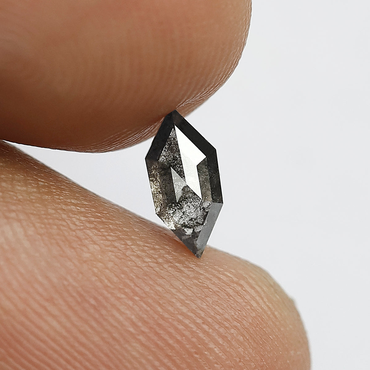 0.47 CT Elongated Hexagon Shape 7.5 x 3.5 MM Natural Splendid Grayish Black Ethically Sourced Salt and Pepper Diamond