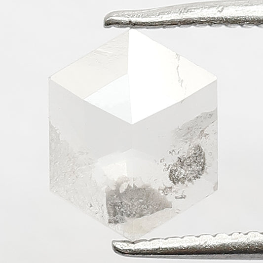 0.82 CT Hexagon Salt and Pepper Diamond, Natural Conflict Free Loose Diamond, 8.50 mm Translucent Diamond for Wedding Band