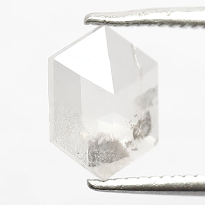 0.82 CT Hexagon Salt and Pepper Diamond, Natural Conflict Free Loose Diamond, 8.50 mm Translucent Diamond for Wedding Band