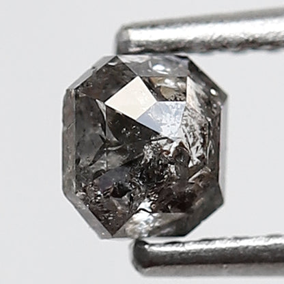 0.49 Ct Square Emerald Shape Salt and Pepper Diamond 4 MM Grey Black Color Natural Loose Diamond