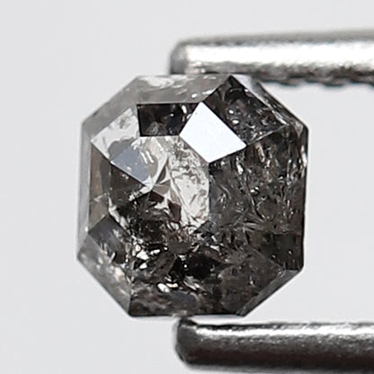 0.49 Ct Square Emerald Shape Salt and Pepper Diamond 4 MM Grey Black Color Natural Loose Diamond