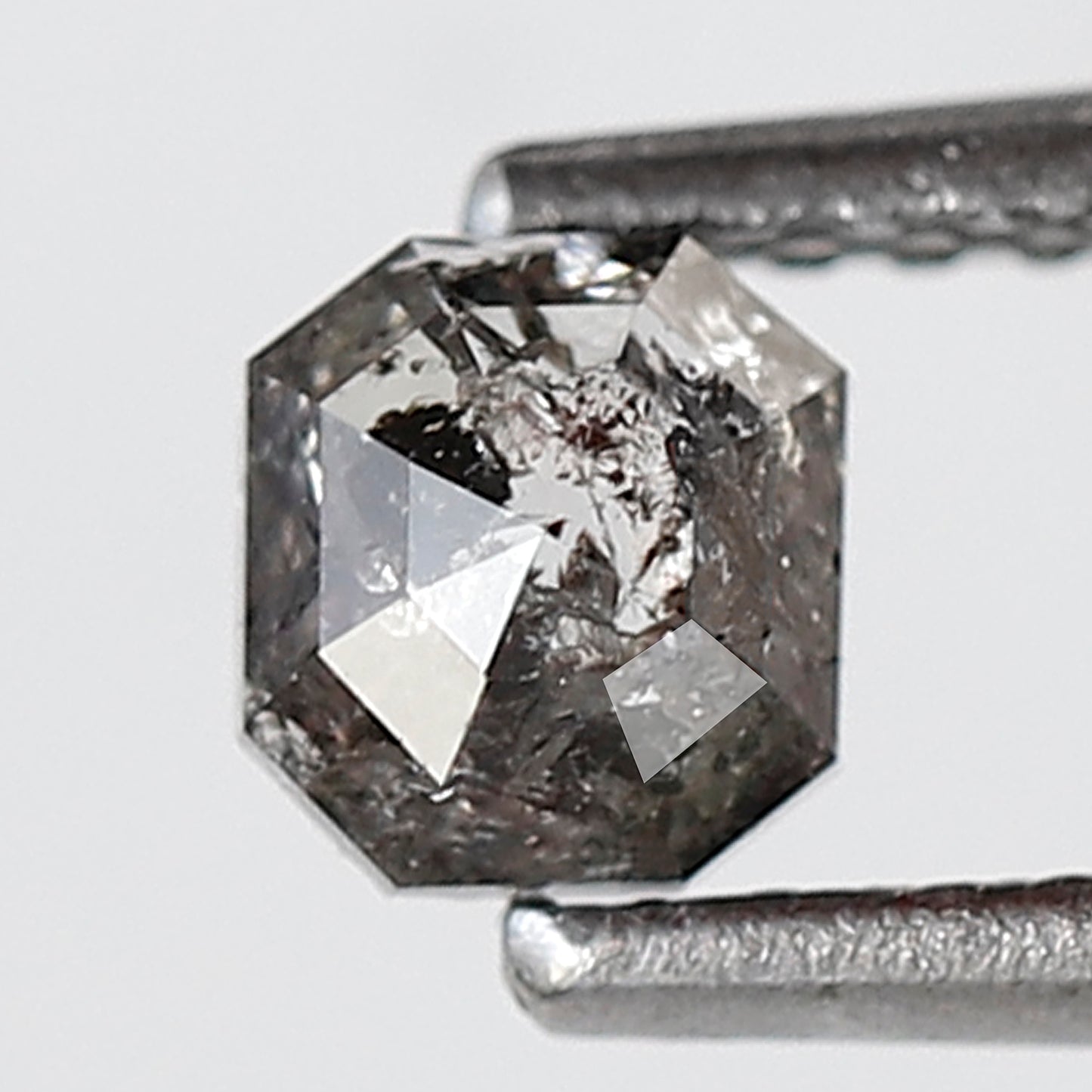 0.49 Ct Square Emerald Shape Salt and Pepper Diamond 4 MM Grey Black Color Natural Loose Diamond