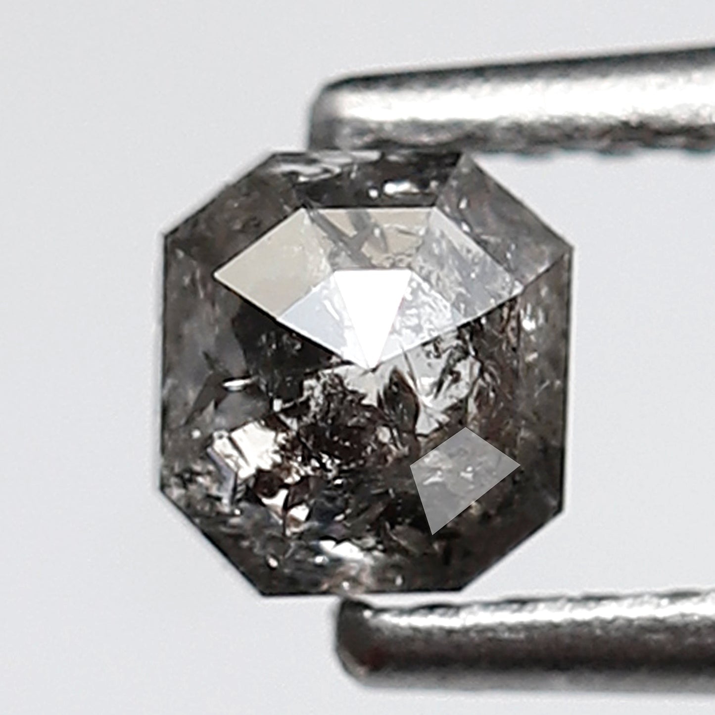 0.49 Ct Square Emerald Shape Salt and Pepper Diamond 4 MM Grey Black Color Natural Loose Diamond