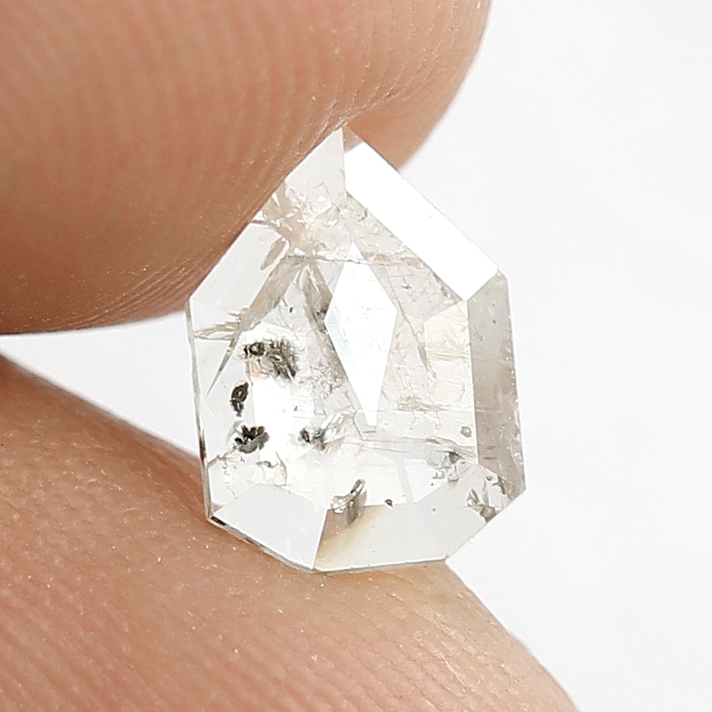 0.69 CT Translucent Geometric cut Diamond, Natural Salt and Pepper Loose Diamond, Ethical Conflict Free Stone for Custom Jewelry