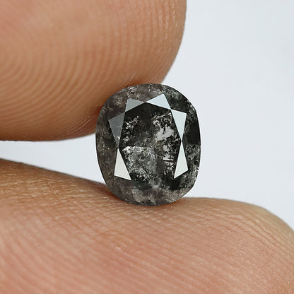 1.29 Carat salt and pepper Oval shaped Natural loose diamond Grey Black color diamond