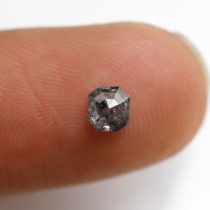 0.49 Ct Square Emerald Shape Salt and Pepper Diamond 4 MM Grey Black Color Natural Loose Diamond